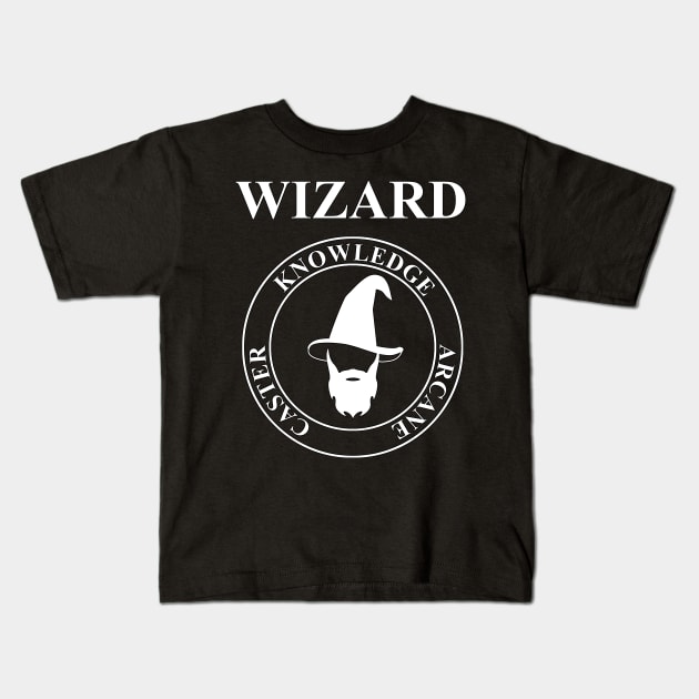 Wizard Fantasy RPG Class Hat and Beard Kids T-Shirt by AgemaApparel